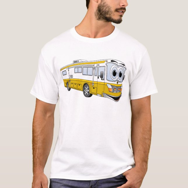Gold RV Bus Camper Cartoon T-Shirt (Front)