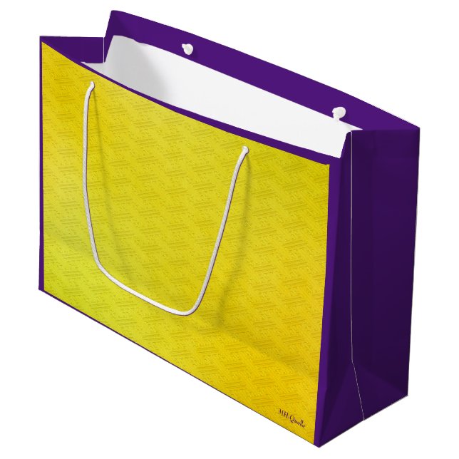 GOLD SAAYAGATA (JAPANESE PATTERN) LARGE PAPER BAG (Front Angled)