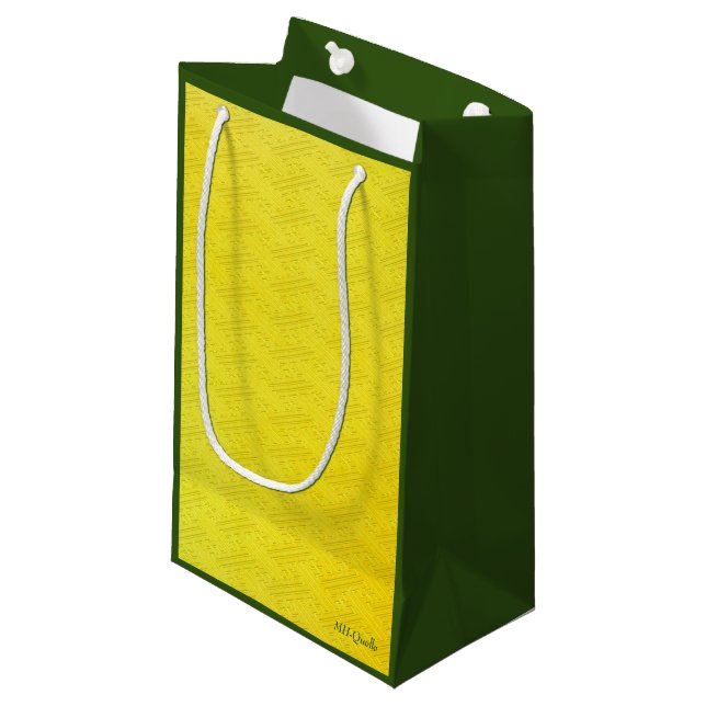 Gold Saayagata (Japanese Pattern) Small Paper Bag (Front Angled)