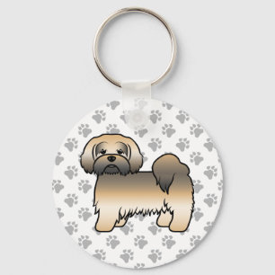 Gold Sable Lhasa Apso Cute Cartoon Dog Key Ring