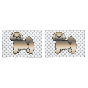 Gold Sable Lhasa Apso Cute Cartoon Dog Pillowcase