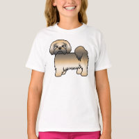 Gold Sable Lhasa Apso Cute Cartoon Dog
