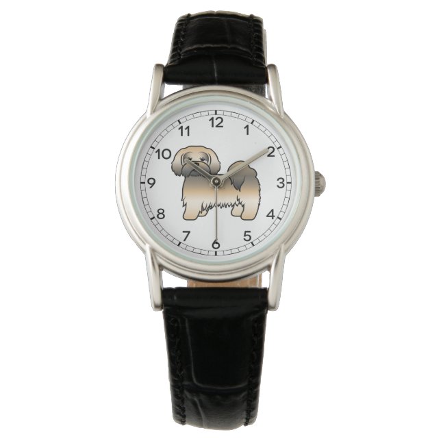 Gold Sable Lhasa Apso Cute Cartoon Dog Watch (Front)