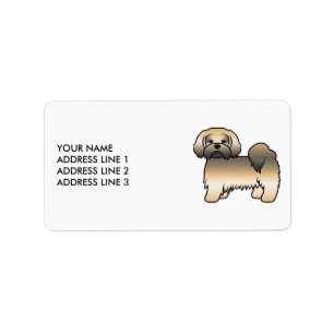 Gold Sable Lhasa Apso Cute Dog & Custom Text Label