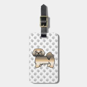 Gold Sable Lhasa Apso Cute Dog & Custom Text Luggage Tag