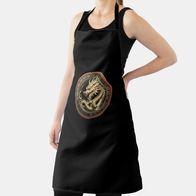 Gold Sacred Eastern Dragon Medallion Apron (Insitu)