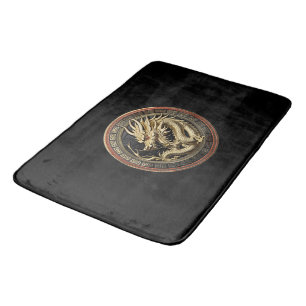 Gold Sacred Eastern Dragon Medallion Bath Mat