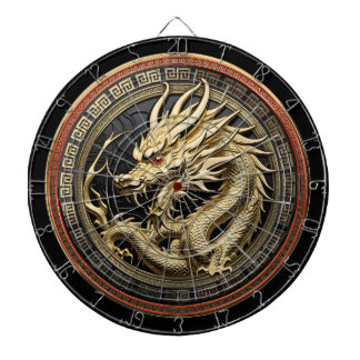 Gold Sacred Eastern Dragon Medallion Dartboard