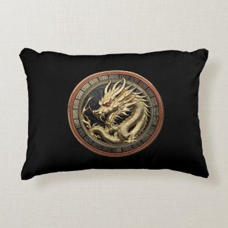 Gold Sacred Eastern Dragon Medallion Decorative Cushion