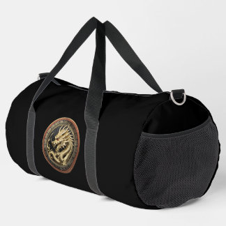 Gold Sacred Eastern Dragon Medallion Duffle Bag