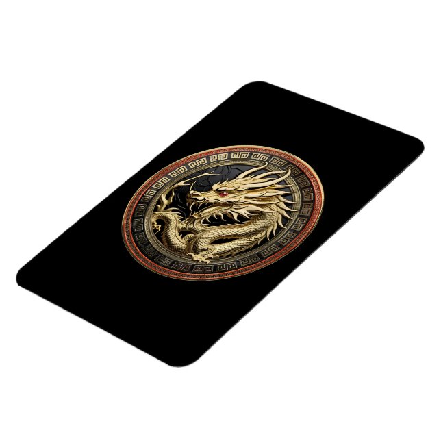 Gold Sacred Eastern Dragon Medallion Magnet (Left Side)