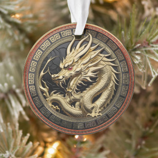 Gold Sacred Eastern Dragon Medallion Ornament
