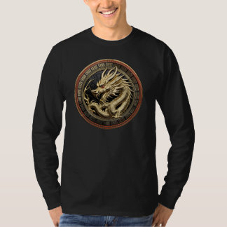 Gold Sacred Eastern Dragon Medallion T-Shirt