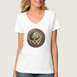 Gold Sacred Eastern Dragon Medallion T-Shirt