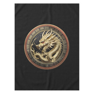 Gold Sacred Eastern Dragon Medallion Tablecloth