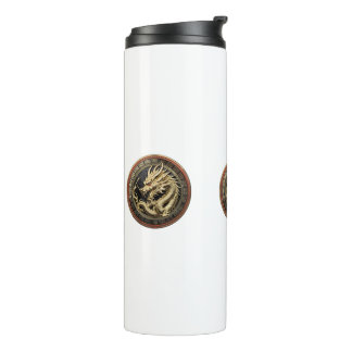 Gold Sacred Eastern Dragon Medallion Thermal Tumbler