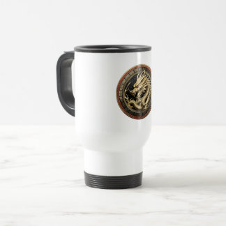 Gold Sacred Eastern Dragon Medallion Travel Mug