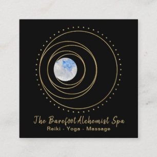 *~* Gold Sacred Geometry Luna Lunar Moon Boho Square Business Card