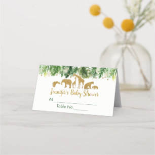 Gold Safari Animal Baby Shower Place Card