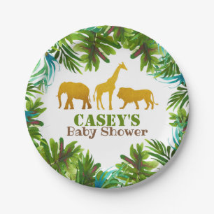 Gold Safari Animal Paper Plate - Custom