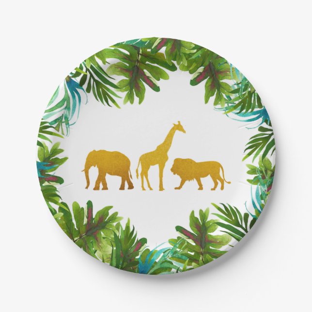 Gold Safari Animal Party Plate (Front)