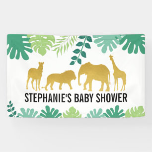 Gold Safari Animals Jungle Baby Shower Banner