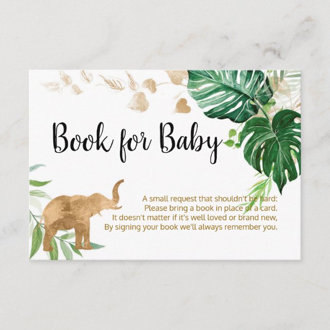 Gold Safari Baby Shower Book for Baby Card (Front)