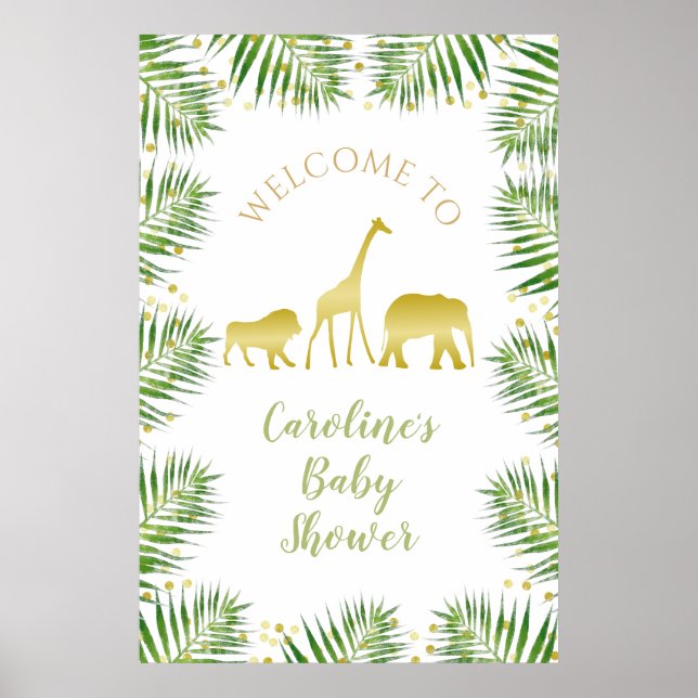 Gold Safari Baby Shower Decor Large Welcome Sign (Front)