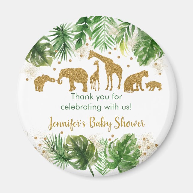 Gold Safari Baby Shower Favour Magnet (Front)