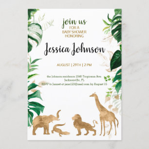 Gold Safari Baby Shower Invitation