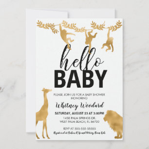 Gold Safari Baby Shower Invitation