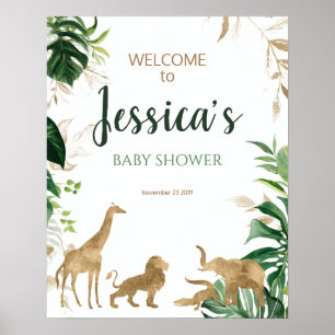 Gold Safari Baby Shower Welcome Sign