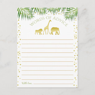 Gold Safari Baby Shower Words of Advice Postcard