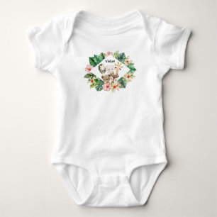 Gold Safari Friends   Watercolor Floral Greenery Baby Bodysuit