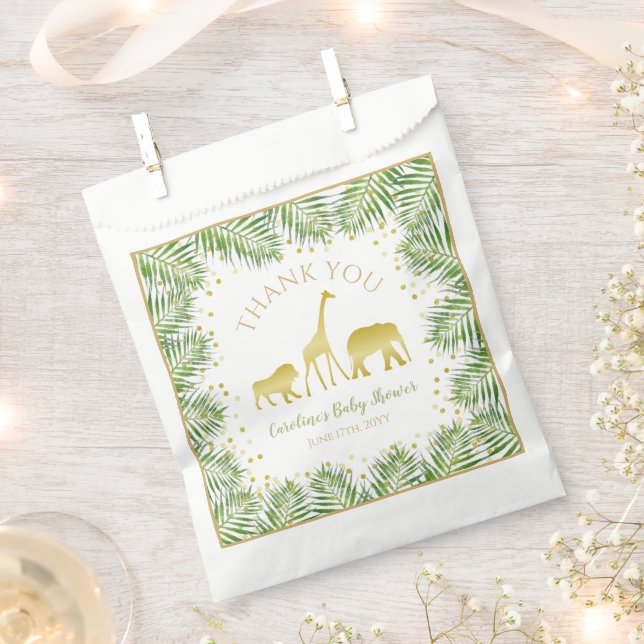 Gold Safari Tropical Baby Shower Treat Favour Bag (Clipped)