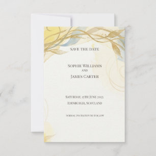 Gold Sage Botanical Save the Date Card
