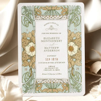 Gold Sage Green Art Nouveau Alphonse Mucha Wedding