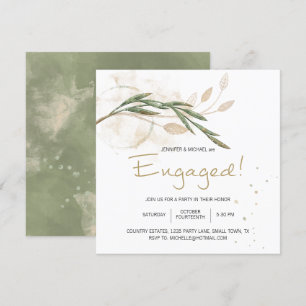 Gold Sage Green Floral Elegant Engagement