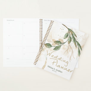 Gold Sage Green Floral Wedding Planner
