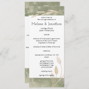 Gold Sage Green Floral Wedding Program Programme