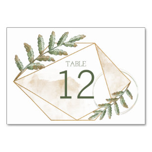 Gold Sage Green Floral Wedding Table Number