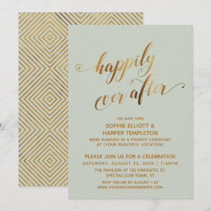 Gold & Sage Green Happily Ever After Post Wedding Invitation