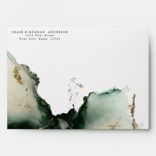 Gold Sage Green Watercolor  Envelope