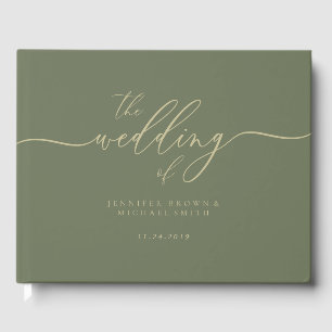 Gold Sage Swash Wedding Guest Book