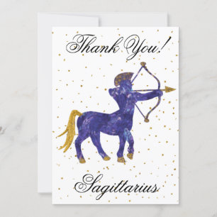 Gold Sagittarius 1st Birthday Big Photo Thank You Card