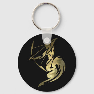 Gold Sagittarius Archer Keychain