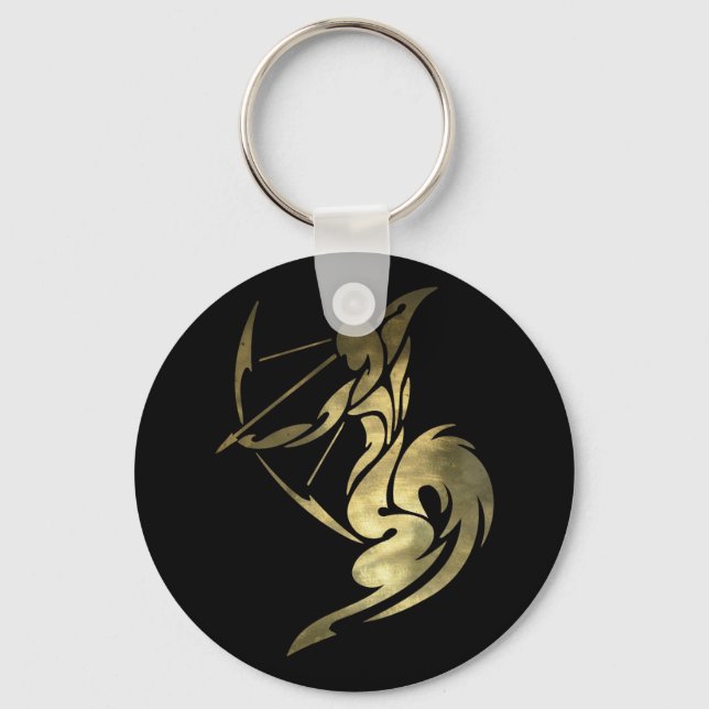 Gold Sagittarius Archer Keychain (Front)