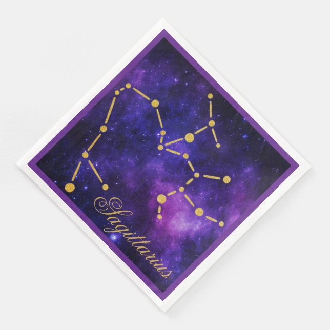 Gold Sagittarius Constellation on Dark Galaxy | Napkin (Corner)