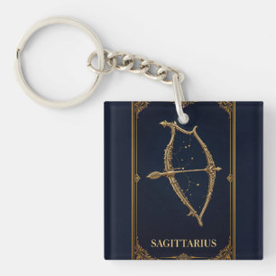 Gold Sagittarius Zodiac Symbol Key Ring