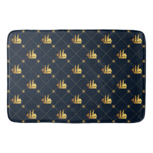 Gold Sail Ship Bath Mat